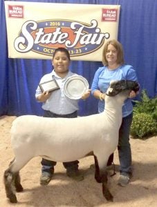 Submitted photo Talton Correll won Champion AOB Ewe. On the right is mother Cheryl Correll.