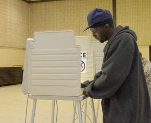 Marcus Thompson casts his ballot Tuesday morning at the Salisbury Civic Center. He said he hadn't followed the campaigns closely, but he felt it important to make his vote count. Shavonne Walker/Salisbury Post
