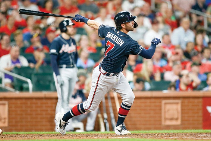 Dansby Swanson two homers 7 RBI Atlanta Braves Milwaukee Brewers 