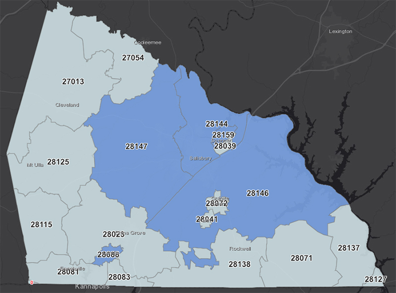 County map shows zip codes of COVID19 cases Salisbury Post