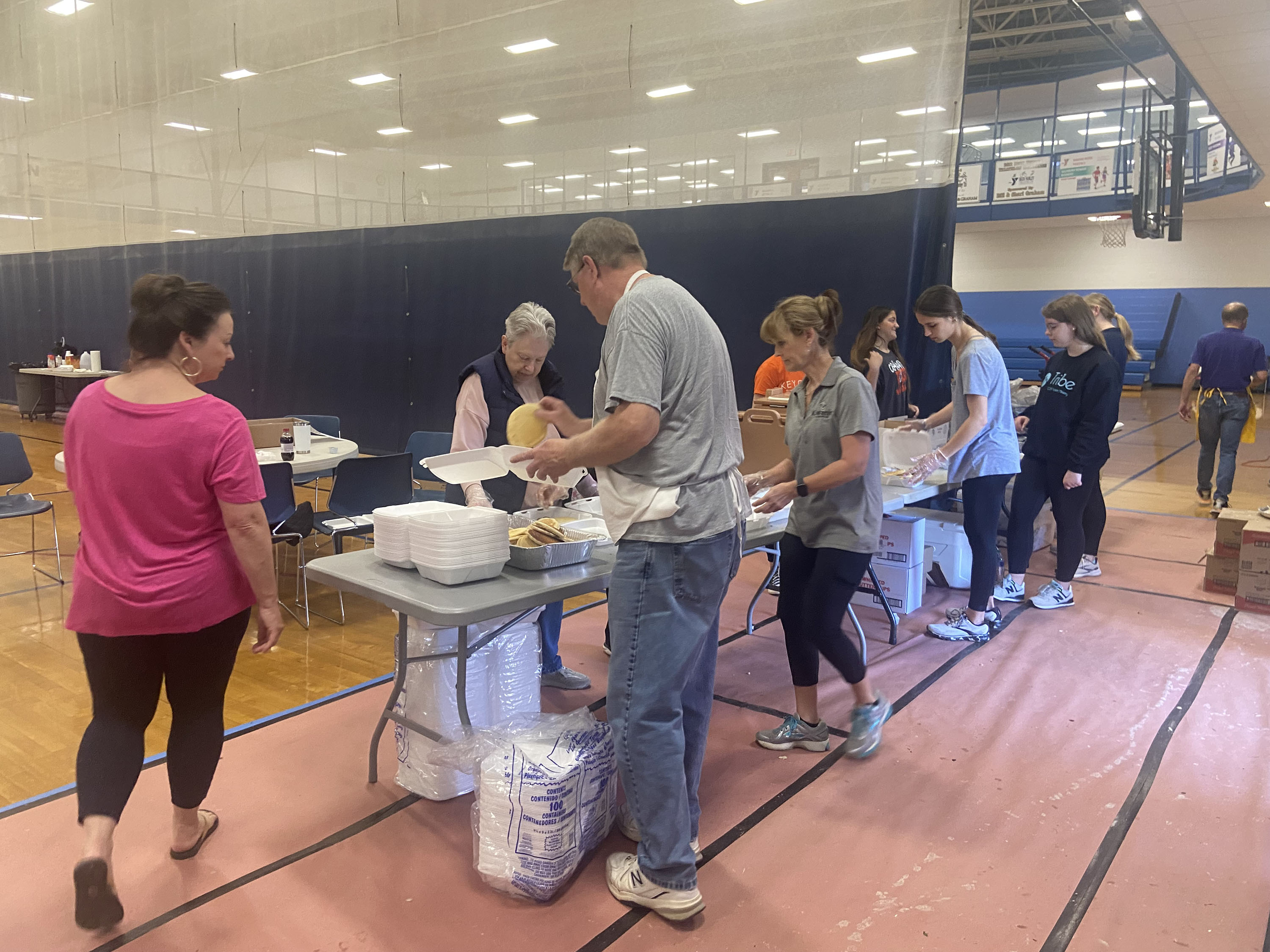 Pancake fans line up for Kiwanis Club's 65th annual festival