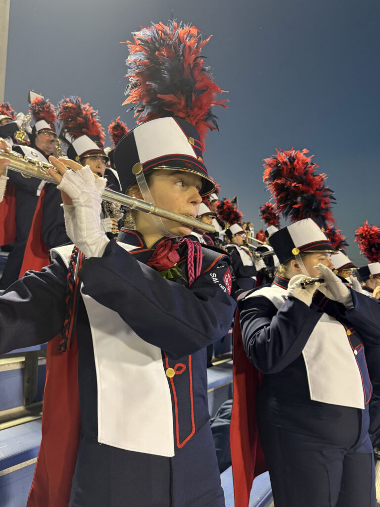 Spreading her wings resident member of Ravens marching band
